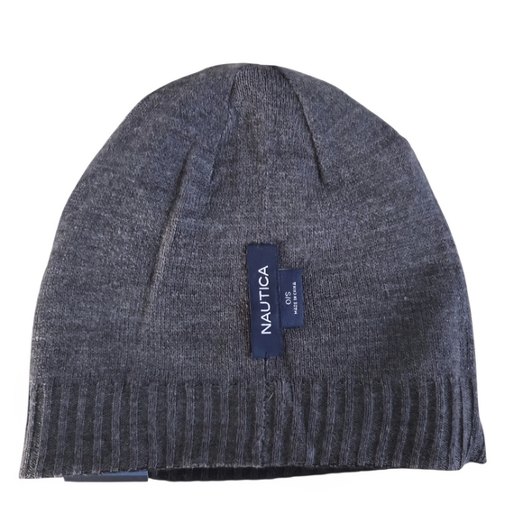 Nautica Dark and Light Gray Reversible Beanie - Picture 3 of 4